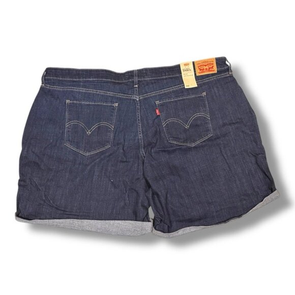 🆕 NWT Women’s 24w Levi’s Mid Length High Rise Classic Shorts Dark Wash - Picture 4 of 11